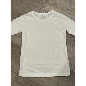 Athleta Womens Shirt Momentum Seamless White Long Sleeve Large